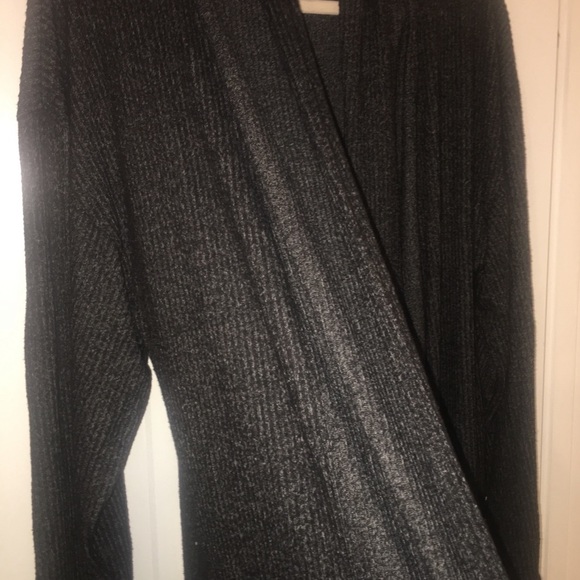 🆕O/S JOAH BROWN ETOILE SALT & PEPPER OVERSIZED CARDIGAN RIBBED BLACK & WHITE - Picture 6 of 16